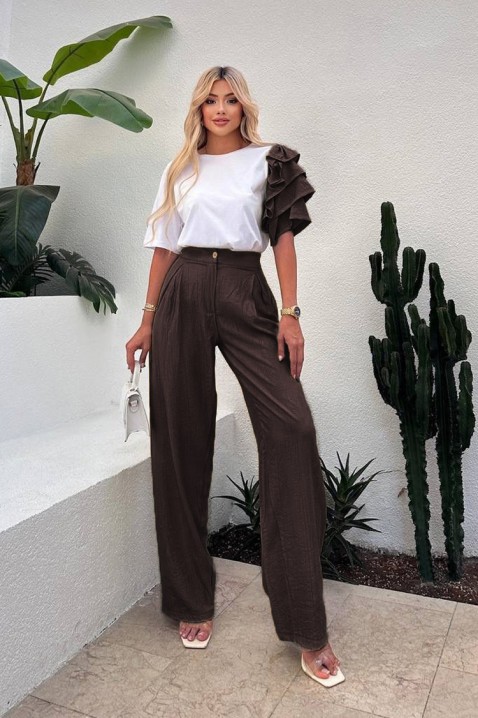 HIRDONA BROWN trendi, mindennapi szett látványos ujjal, Szín: barna, IVET.HU - A te online butikod.