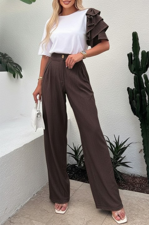 HIRDONA BROWN trendi, mindennapi szett látványos ujjal, Szín: barna, IVET.HU - A te online butikod.