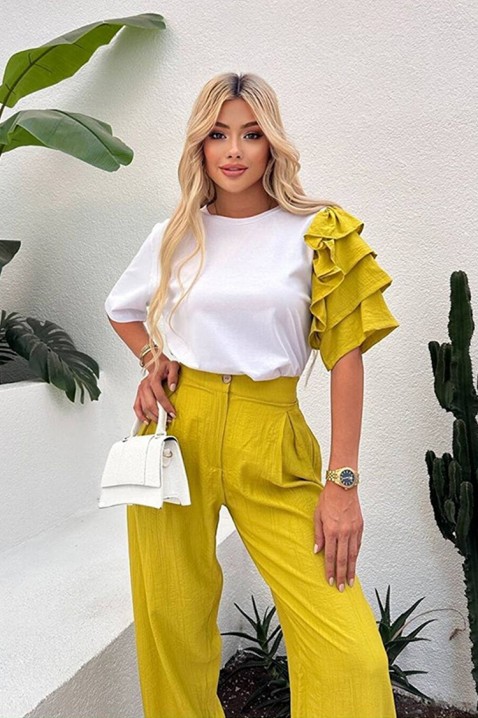 HIRDONA MUSTARD trendi, mindennapi szett látványos ujjal, Szín: mustársárga, IVET.HU - A te online butikod.