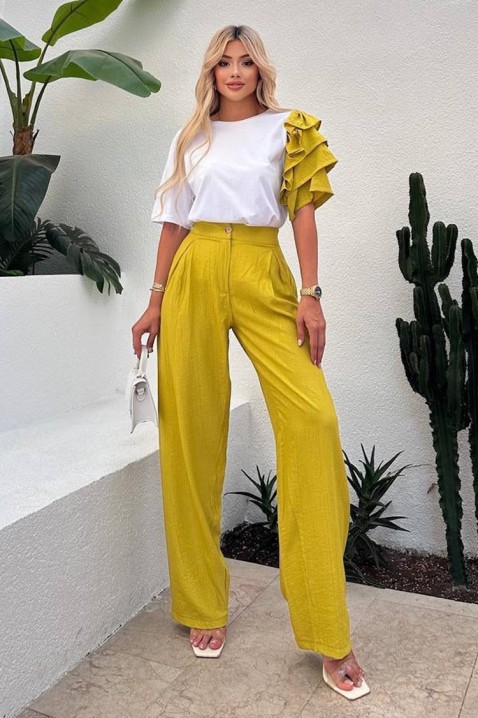 HIRDONA MUSTARD trendi, mindennapi szett látványos ujjal, Szín: mustársárga, IVET.HU - A te online butikod.