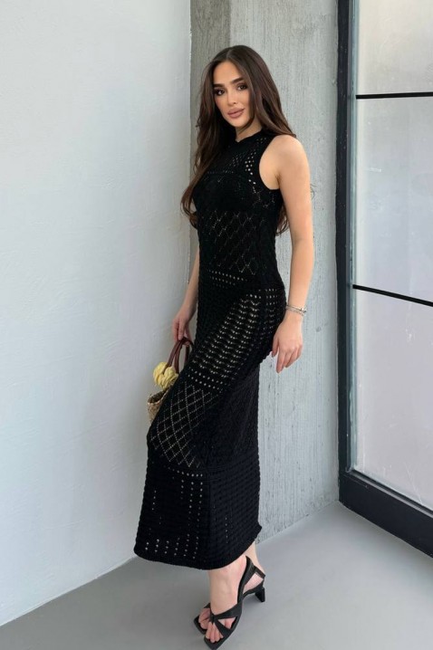 SOLMIRA BLACK kötött ujjatlan strandruha, Szín: fekete, IVET.HU - A te online butikod.