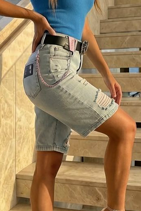 CARELIA farmer rövidnadrág praktikus zsebekkel, szakadt részekkel, Szín: denim, IVET.HU - A te online butikod.