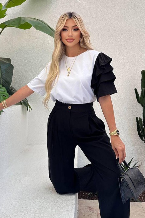 HIRDONA BLACK trendi, mindennapi szett látványos ujjal, Szín: fekete, IVET.HU - A te online butikod.