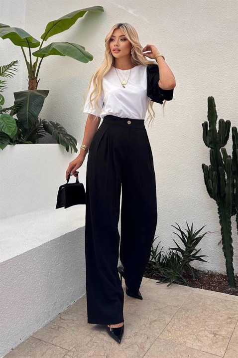 HIRDONA BLACK trendi, mindennapi szett látványos ujjal, Szín: fekete, IVET.HU - A te online butikod.