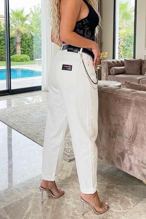 MELZARA női farmer világos színben, magas derekkal, Szín: ekrü, IVET.HU - A te online butikod.