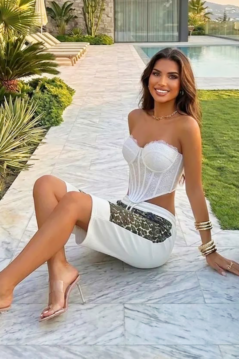 SIREVA WHITE női rövidnadrág leopárdmintával, Szín: fehér, IVET.HU - A te online butikod.