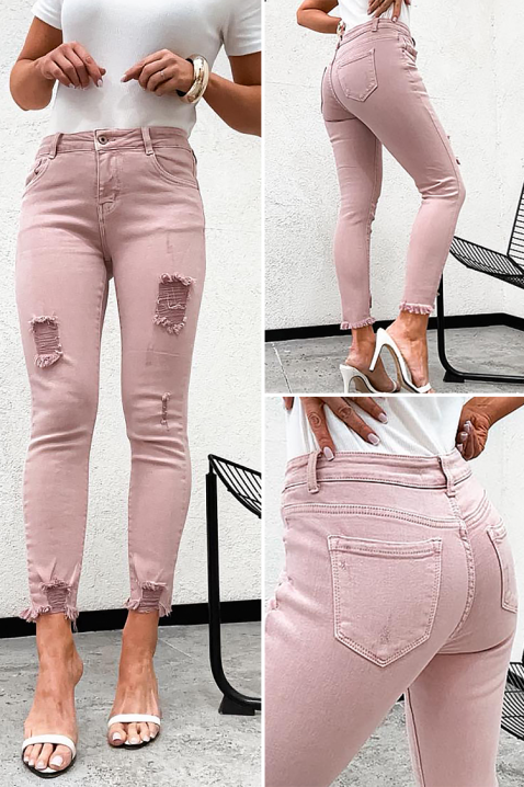 NANETA hosszú női farmer középmagas derékkal, szakadt részletekkel, Szín: denim, IVET.HU - A te online butikod.