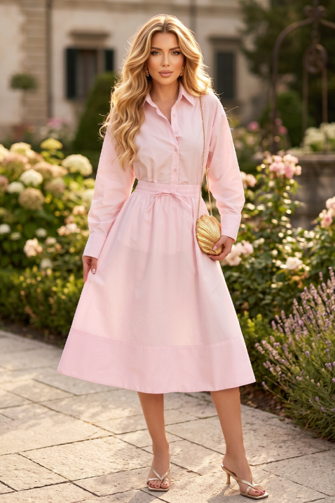 SOLARIA PINK szett, légies szoknya és finom, bő szabású blúz, Szín: rózsaszín, IVET.HU - A te online butikod.