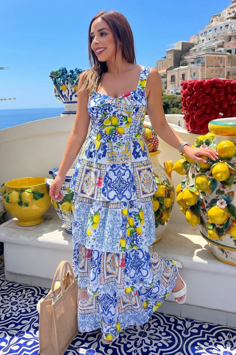 SORENTA hosszú citromsárga ruha, vállpánttal, Szín: multicolor, IVET.HU - A te online butikod.