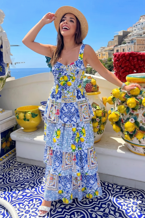 SORENTA hosszú citromsárga ruha, vállpánttal, Szín: multicolor, IVET.HU - A te online butikod.