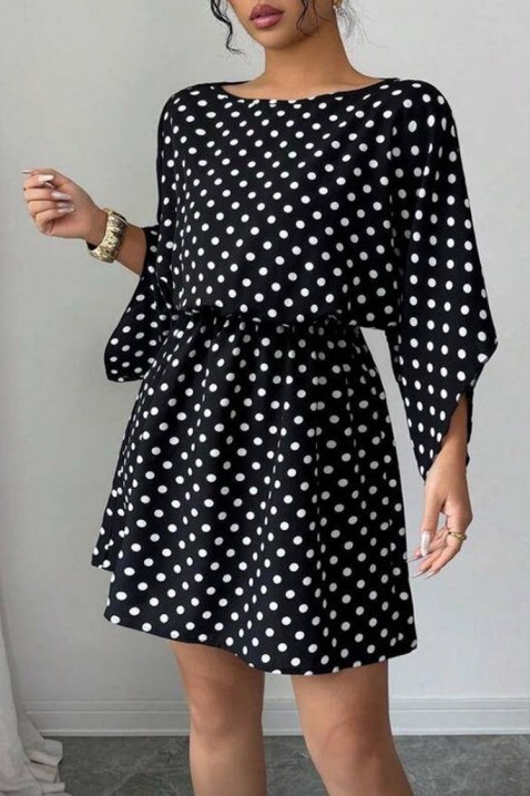 PETITA rövid ruha pöttyös mintával, bő ujjal, Szín: fekete és fehér, IVET.HU - A te online butikod.