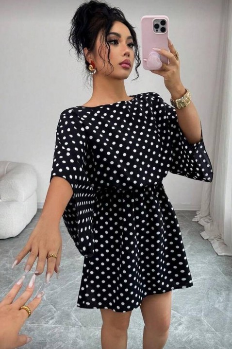 PETITA rövid ruha pöttyös mintával, bő ujjal, Szín: fekete és fehér, IVET.HU - A te online butikod.