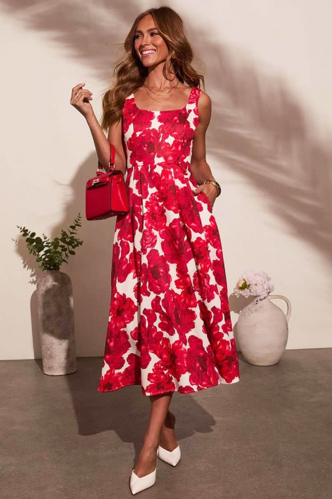 DEALINA midi ruha virágmintával, divatos dizájnnal, Szín: multicolor, IVET.HU - A te online butikod.