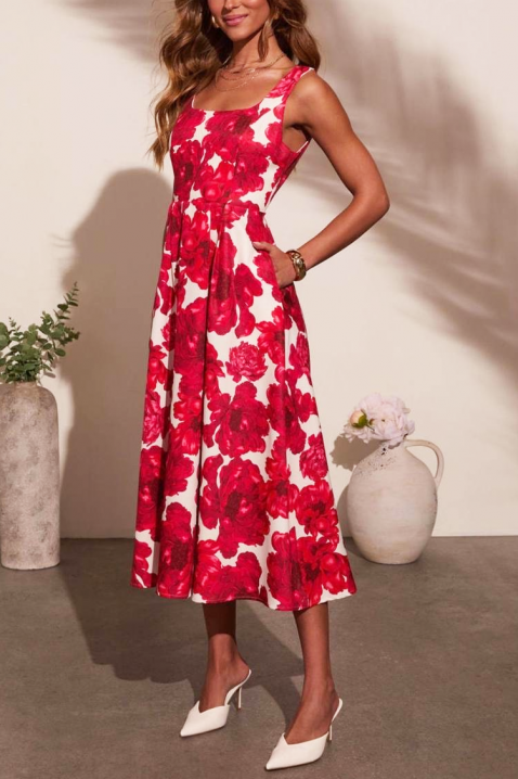 DEALINA midi ruha virágmintával, divatos dizájnnal, Szín: multicolor, IVET.HU - A te online butikod.