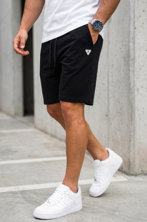 ROVENZO fekete férfi rövidnadrág gumirozással, Szín: fekete, IVET.HU - A te online butikod.