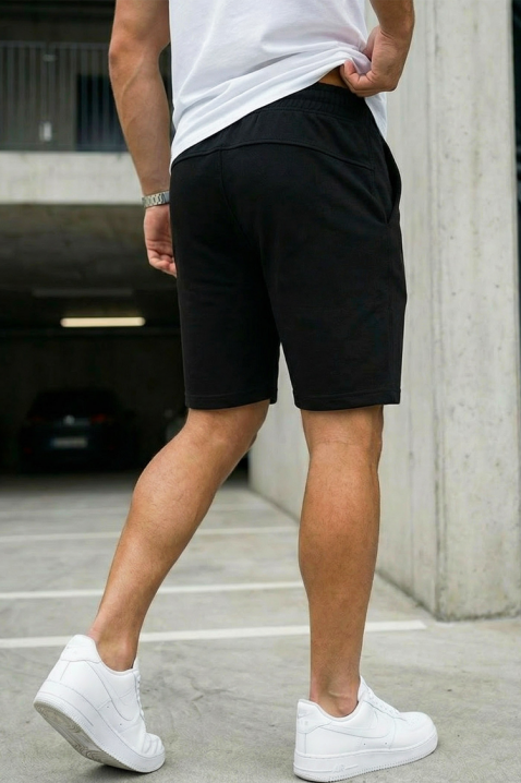 ROVENZO fekete férfi rövidnadrág gumirozással, Szín: fekete, IVET.HU - A te online butikod.