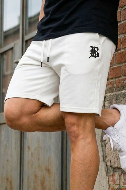 KELVITO könnyű férfi rövidnadrág logóval és rugalmas derékkal, Szín: ekrü, IVET.HU - A te online butikod.