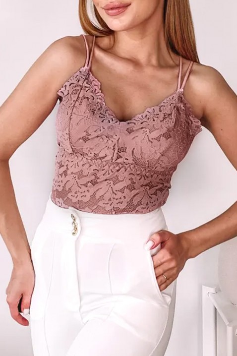 CALVESA PINK elegáns csipkés női felső vékony pántokkal, látványos hátrésszelIVET.HU - A te online butikod.