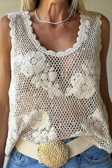 FLORINDANA vonzó bohém stílusú felső virágmotívumokkal, Szín: ekrü, IVET.HU - A te online butikod.