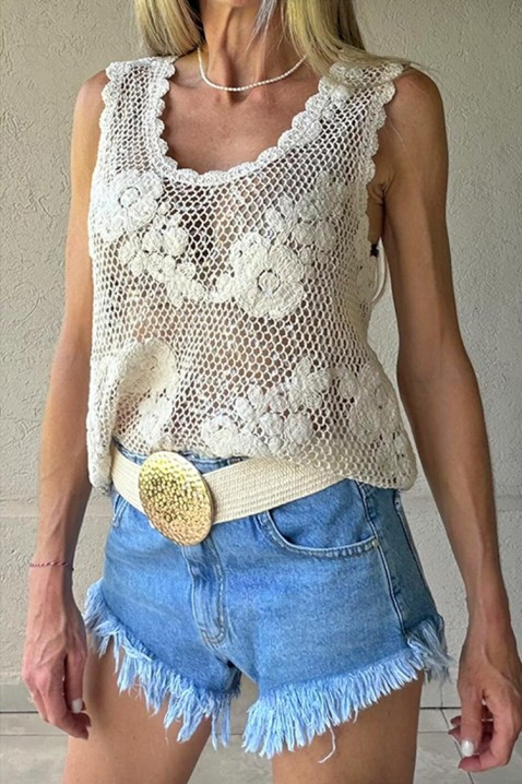 FLORINDANA vonzó bohém stílusú felső virágmotívumokkal, Szín: ekrü, IVET.HU - A te online butikod.