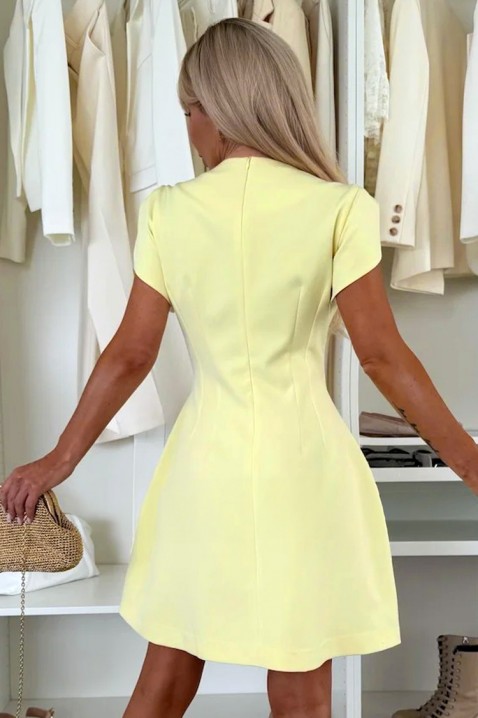 LILANA YELLOW elegáns rövid ruha arany díszítéssel, Szín: sárga, IVET.HU - A te online butikod.