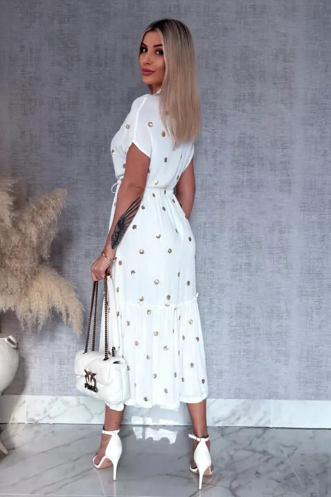 DOTILA WHITE hosszú ruha arany részletekkel, Szín: fehér, IVET.HU - A te online butikod.
