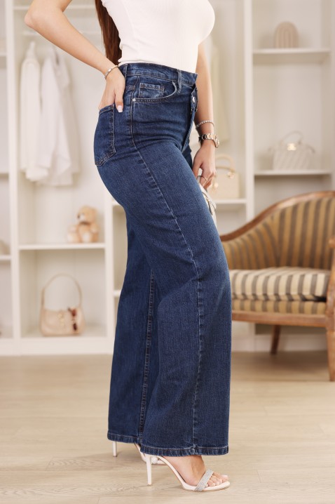NUREXA női magas derekú, széles szárú farmer, Szín: denim, IVET.HU - A te online butikod.