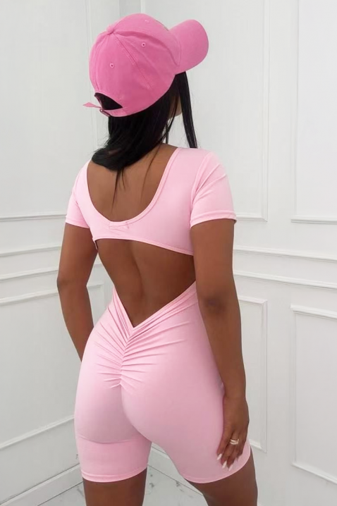 MOLINARA PINK női rövid overál látványos hátrésszel, Szín: rózsaszín, IVET.HU - A te online butikod.