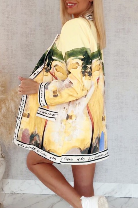 AFRISIMA YELLOW női túlméretezett kabát színes, művészi mintával, Szín: multicolor, IVET.HU - A te online butikod.