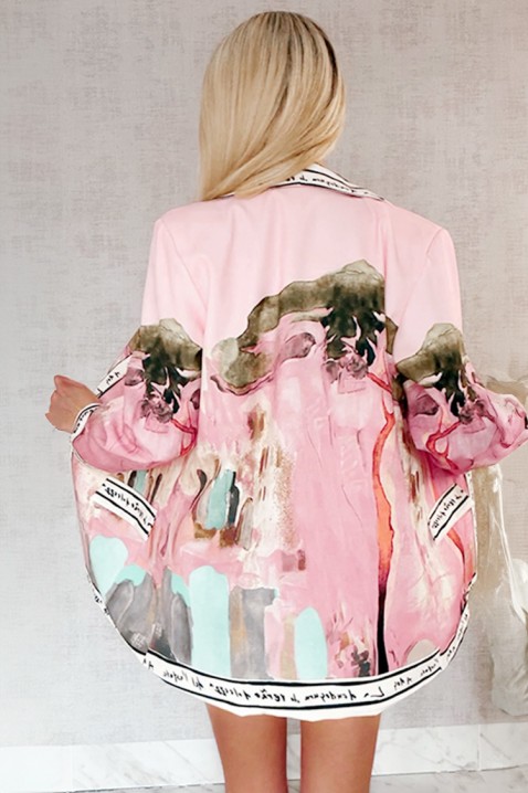 AFRISIMA PINK női túlméretezett kabát színes, művészi mintával, Szín: multicolor, IVET.HU - A te online butikod.