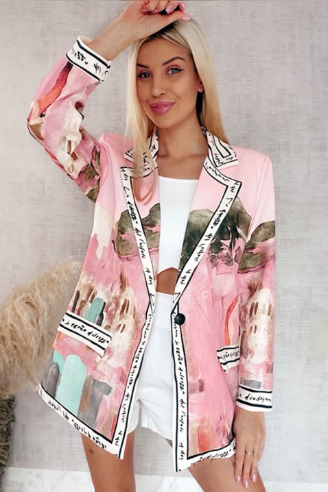 AFRISIMA PINK női túlméretezett kabát színes, művészi mintával, Szín: multicolor, IVET.HU - A te online butikod.