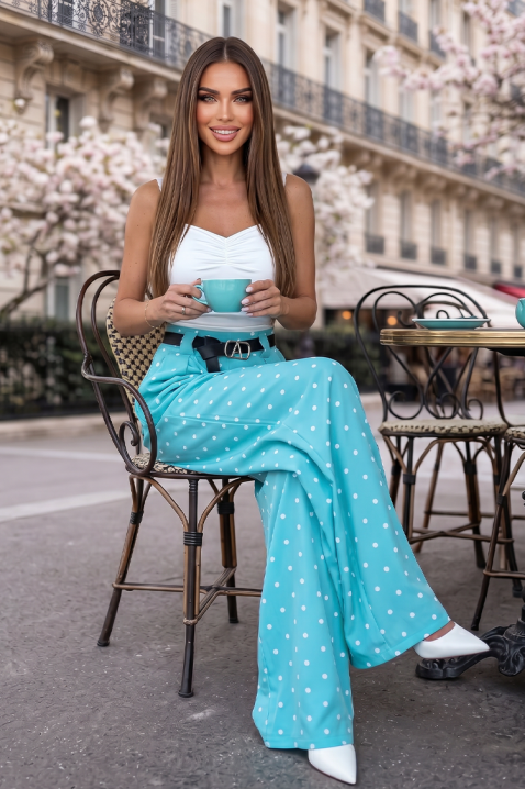 ANTONITA SKY női nyári bő szárú pöttyös nadrág, Szín: kék, IVET.HU - A te online butikod.