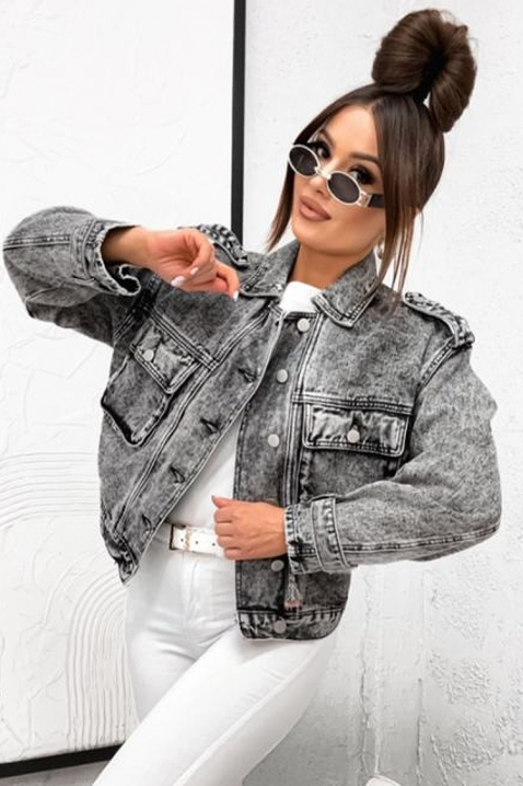 RAVESA női farmerdzseki laza szabással, kopott hatással, Szín: denim, IVET.HU - A te online butikod.