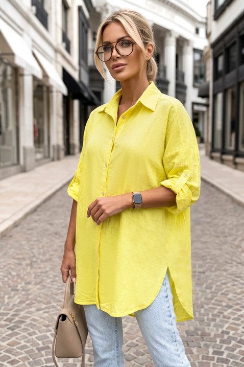 LONELIA YELLOW túlméretezett női ing letisztult és laza szabással, Szín: sárga, IVET.HU - A te online butikod.