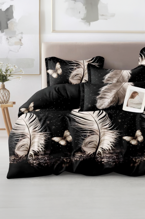 FETERA 200x220 cm elegáns, négyrészes ágyneműgarnitúra, elegáns, négyrészes hálószoba szett, Szín: fekete, IVET.HU - A te online butikod.
