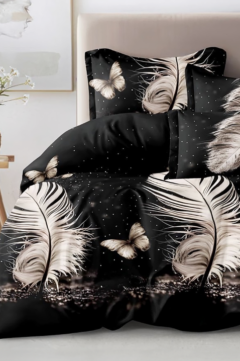 FETERA 200x220 cm elegáns, négyrészes ágyneműgarnitúra, elegáns, négyrészes hálószoba szett, Szín: fekete, IVET.HU - A te online butikod.