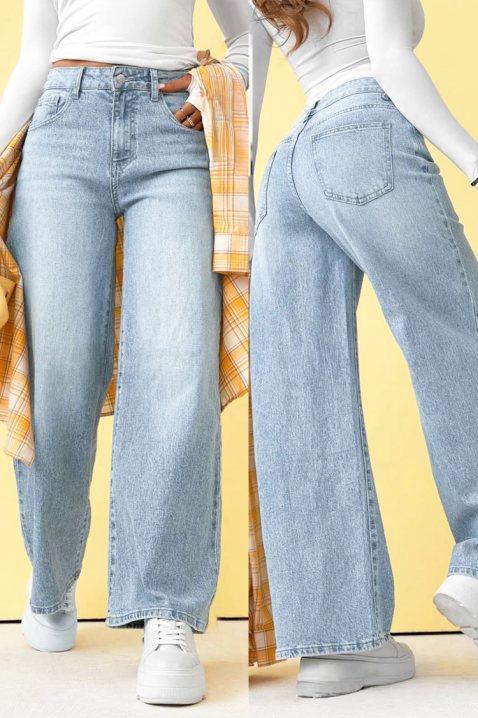 LUMESIA női széles szárú, magas derekú farmer, Szín: denim, IVET.HU - A te online butikod.