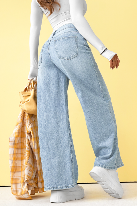 LUMESIA női széles szárú, magas derekú farmer, Szín: denim, IVET.HU - A te online butikod.