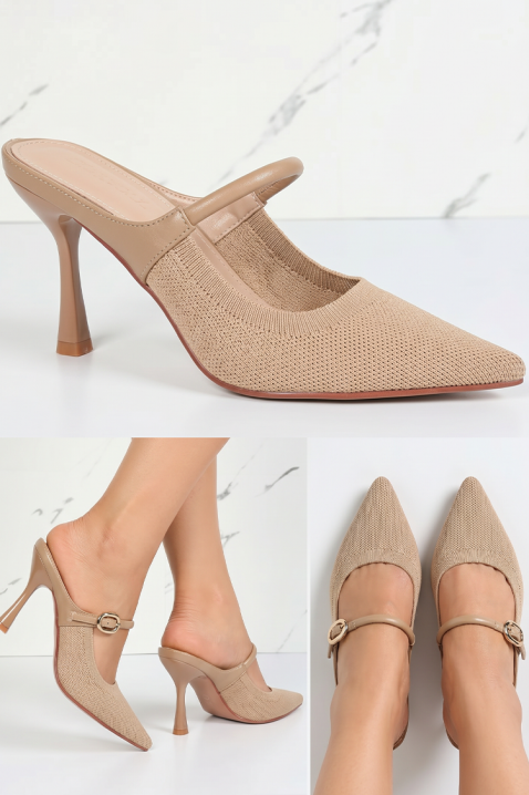 VITARITA BEIGE elegáns női cipő hegyes orral és sarokkal, Szín: bézs, IVET.HU - A te online butikod.