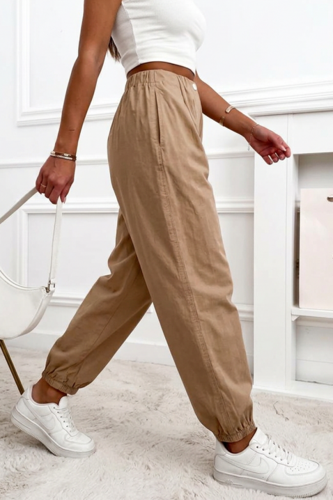 BALINEA BEIGE női bő szárú, magas derekú nadrág, Szín: bézs, IVET.HU - A te online butikod.