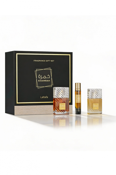 Lattafa Khamrah EDP 100 ml + EDP 12 ml + Hajpermet 50 ml unisex arab szettIVET.HU - A te online butikod.
