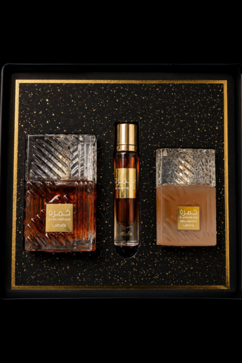 Lattafa Khamrah EDP 100 ml + EDP 12 ml + Hajpermet 50 ml unisex arab szettIVET.HU - A te online butikod.