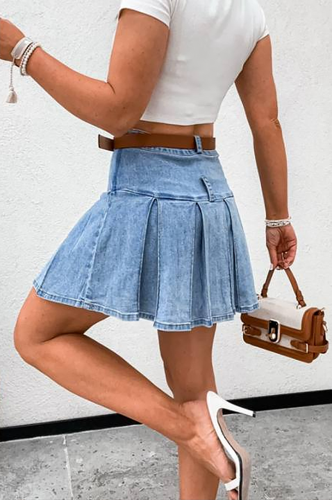 LETYNA rövid, rakott farmerszoknya magas derékkal, Szín: denim, IVET.HU - A te online butikod.