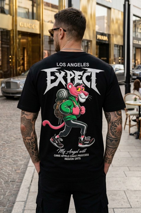 PARIERO BLACK férfi póló grafikus nyomtatással és designer mintával a hátoldalon, Szín: fekete, IVET.HU - A te online butikod.
