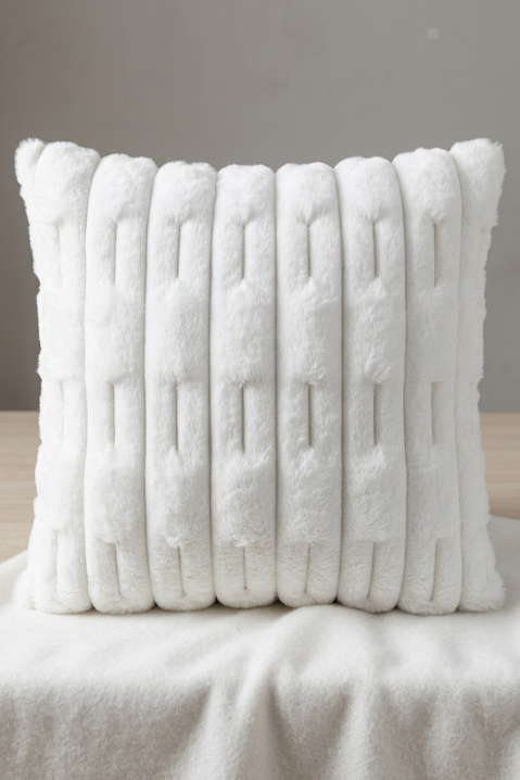 MARLENZA WHITE domborművel 40x40 cm dekoratív párnahuzat, Szín: fehér, IVET.HU - A te online butikod.