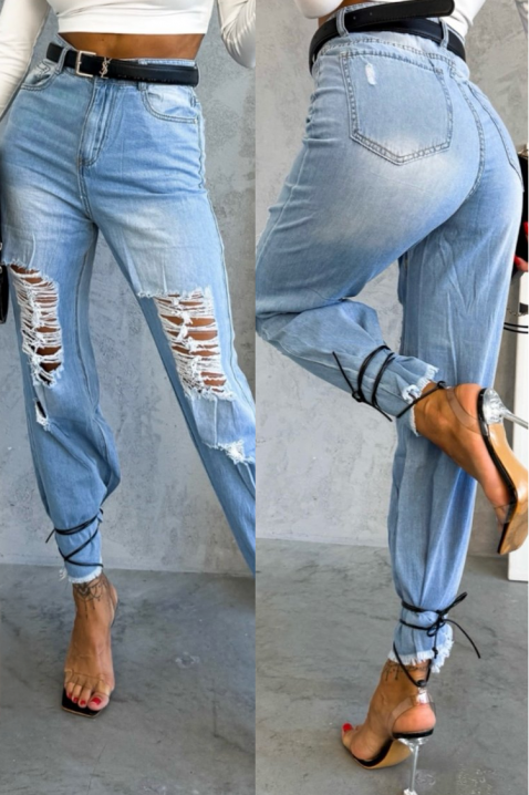 ZATONA női magas derekú, szakadt farmer, Szín: denim, IVET.HU - A te online butikod.