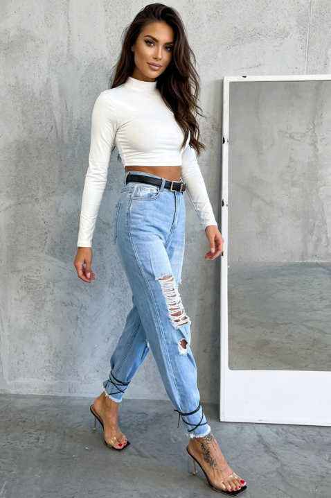 ZATONA női magas derekú, szakadt farmer, Szín: denim, IVET.HU - A te online butikod.