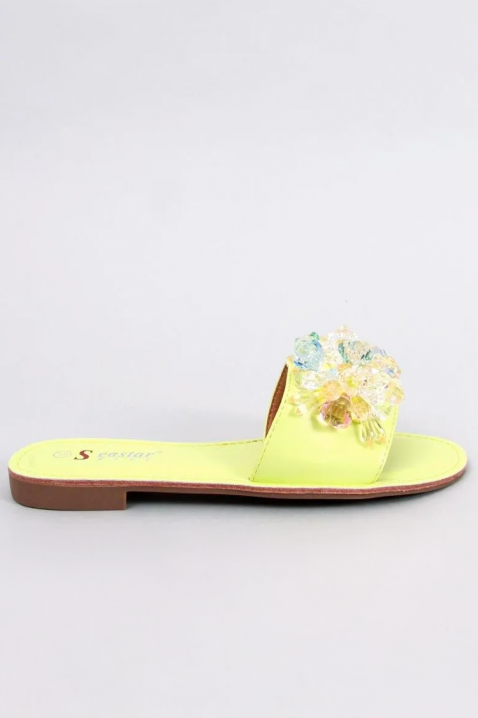 ELETRIA látványos női papucs díszkövekkel, Szín: sárga, IVET.HU - A te online butikod.