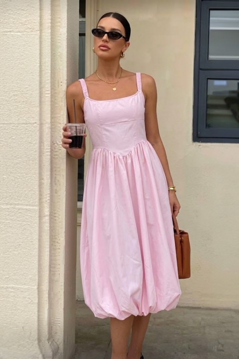 AVALIA PINK pasztell árnyalatú ballon midi ruha, Szín: rózsaszín, IVET.HU - A te online butikod.