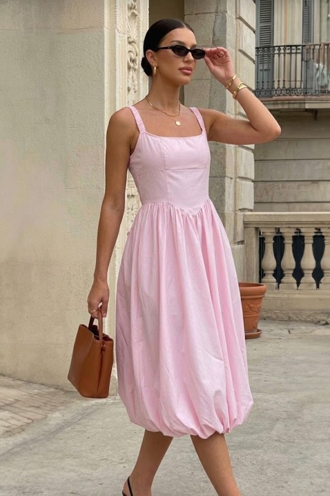 AVALIA PINK pasztell árnyalatú ballon midi ruha, Szín: rózsaszín, IVET.HU - A te online butikod.